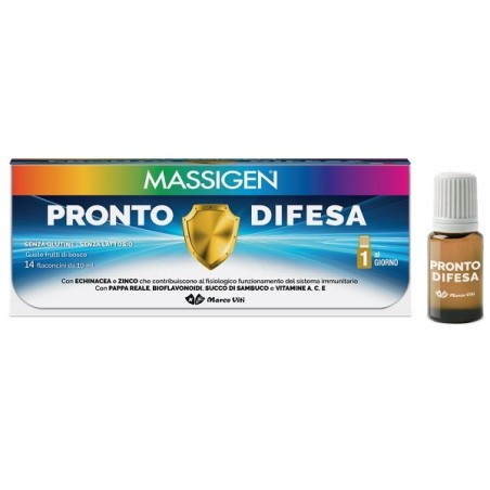 Massigen Pronto Difesa integratore per il sistema immunitario 14 flaconcini 10 ml Massigen Pronto Difesa integratore per il sistema immunitario 14 flaconcini 10 ml
