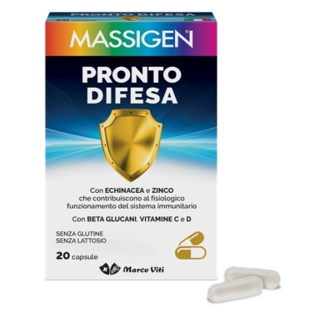 Massigen Pronto Difesa integratore per il sistema immunitario 20 capsule Massigen Pronto Difesa integratore per il sistema immunitario 20 capsule