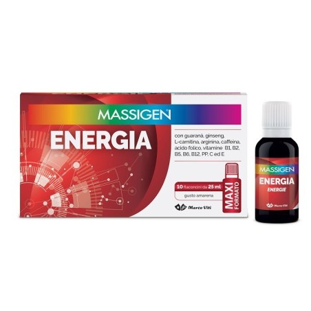 Massigen Energia integratore tonico energetico 10 flaconi da 25 ml Massigen Energia integratore tonico energetico 10 flaconi da 25 ml