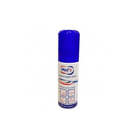 Meds Disinfettante liquido spray per mani e superfici 80% alcol 100 ml Meds Disinfettante liquido spray per mani e superfici 80% alcol 100 ml