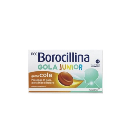 Neoborocillina Gola Junior 15 pastiglie per il mal di gola gusto cola Neoborocillina Gola Junior 15 pastiglie per il mal di gola gusto cola