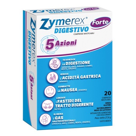 Zymerex Digestivo Forte 5 azioni integratore per la digestione 20 compresse Zymerex Digestivo Forte 5 azioni integratore per la digestione 20 compresse