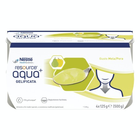 Nestlè Resource Aqua+ Acqua gelificata gusto mela pera 4 x 125 g Nestlè Resource Aqua+ Acqua gelificata gusto mela pera 4 x 125 g