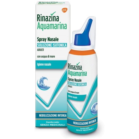 Rinazina Aquamarina Spray Nasale soluzione isotonica intensa con acqua di mare 100 ml Rinazina Aquamarina Spray Nasale soluzione isotonica intensa con acqua di mare 100 ml