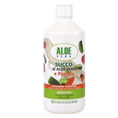 Farmaderbe Succo di aloe vera e papaya digestivo e depurativo 1 litro