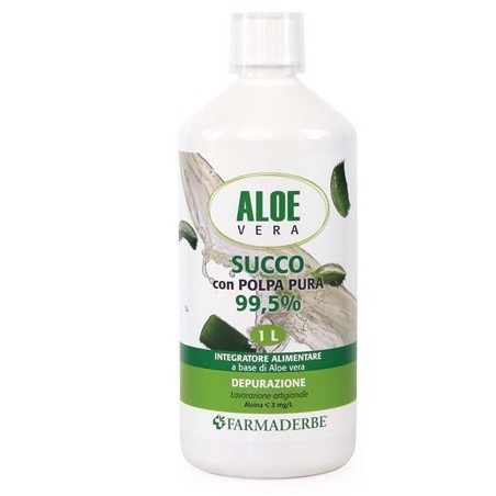 Farmaderbe Succo di Aloe Vera con polpa pura depurativo 1 litro Farmaderbe Succo di Aloe Vera con polpa pura depurativo 1 litro