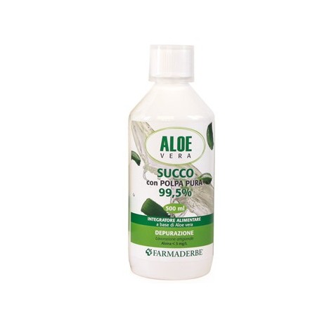 Farmaderbe Succo di aloe vera con polpa pura depurativo drenante 500 ml