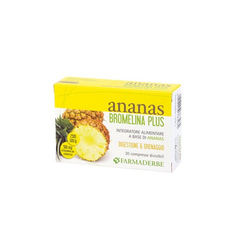 Farmaderbe Ananas Bromelina Plus integratore drenante anticellulite 30 compresse