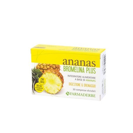 Farmaderbe Ananas Bromelina Plus integratore drenante anticellulite 30 compresse Farmaderbe Ananas Bromelina Plus integratore drenante anticellulite 30 compresse