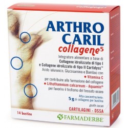 Farmaderbe Arthrocaril Collagene5 integratore per le ossa al gusto cioccolato 14 bustine