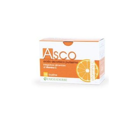 Farmaderbe Asco Acido ascorbico purissimo integratore di vitamina C 100 bustine Farmaderbe Asco Acido ascorbico purissimo integratore di vitamina C 100 bustine