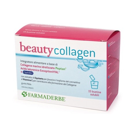 Farmaderbe Beauty Collagen integratore con collagene e acido ialuronico 15 bustine