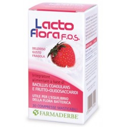 Farmaderbe Lacto Flora F.O.S. integratore per flora batterica gusto fragola 30 compresse masticabili
