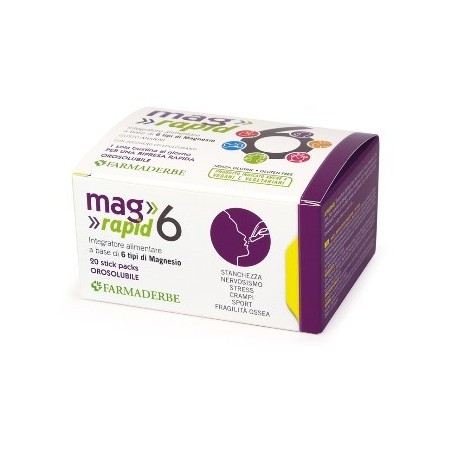 Farmaderbe Mag 6 Rapid integratore gusto ananas per recupero muscolare 20 bustine Farmaderbe Mag 6 Rapid integratore gusto ananas per recupero muscolare 20 bustine