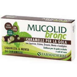 Farmaderbe Mucolid Bronc Liquirizia e Menta 24 caramelle per gola e voce