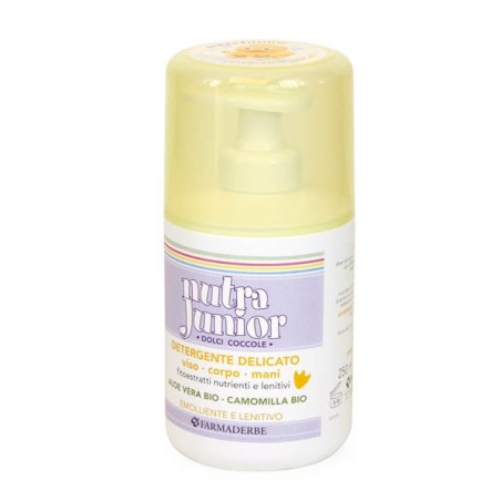 Farmaderbe Nutra Junior Detergente delicato per bambini viso corpo mani 250 ml Farmaderbe Nutra Junior Detergente delicato per bambini viso corpo mani 250 ml