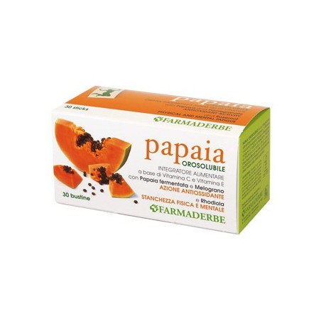 Farmaderbe Papaia orosolubile integratore altamente antiossidante 30 bustine Farmaderbe Papaia orosolubile integratore altamente antiossidante 30 bustine