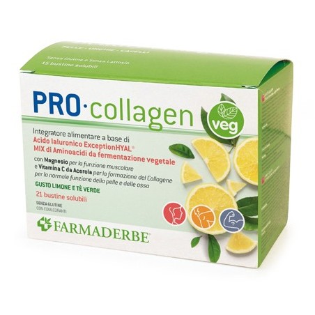 Farmaderbe Pro Collagen Veg - Integratori con aminoacidi, acido ialuronico e vitamina C Farmaderbe Pro Collagen Veg - Integratori con aminoacidi, acido ialuronico e vitamina C
