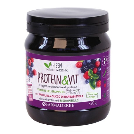 Farmaderbe Protein e Vit - Integratore alimentare di proteine gusto frutto di bosco 320 g