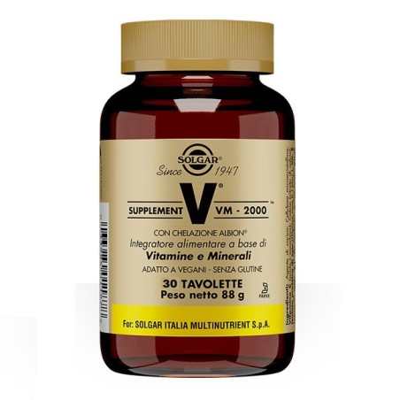 Solgar Formula V VM-2000 integratore multivitaminico con minerali chelati 30 tavolette Solgar Formula V VM-2000 integratore multivitaminico con minerali chelati 30 tavolette