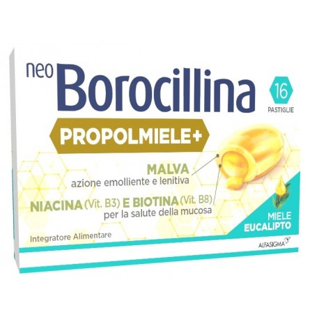 Neoborocillina Propolmiele + 16 Pastiglie Miele e Eucalipto