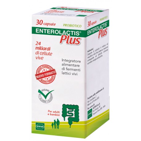 Enterolactis Plus 30 capsule Integratore con 24 miliardi di fermenti lattici vivi