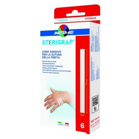 MasterAid Sterigrap Strip Adesivo Sutura Ferite 75x6mm 6 Pezzi