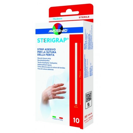 MasterAid Sterigrap Strip Adesivo Sutura Ferite 75x5 mm 10 pezzi