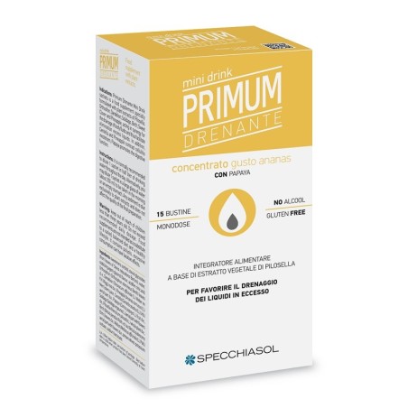 Specchiasol Primum minidrink drenante all'ananas 15 stick da 10 ml Specchiasol Primum minidrink drenante all'ananas 15 stick da 10 ml