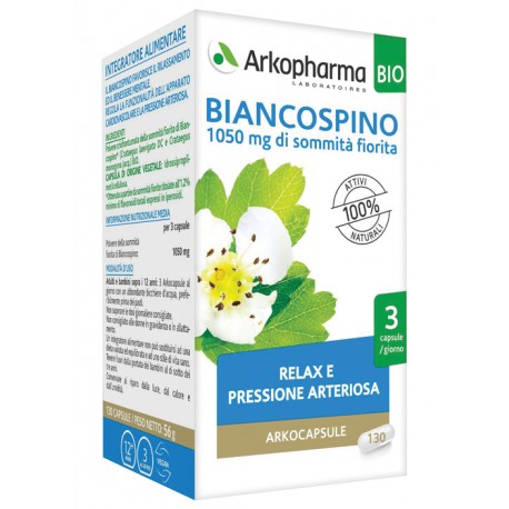 Arkocapsule Biancospino bio integratore per relax e pressione 130 capsule