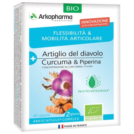 Arkopharma Artiglio del diavolo + Curcuma & Piperina integratore per articolazioni 40 capsule Arkopharma Artiglio del diavolo + Curcuma & Piperina integratore per articolazioni 40 capsule