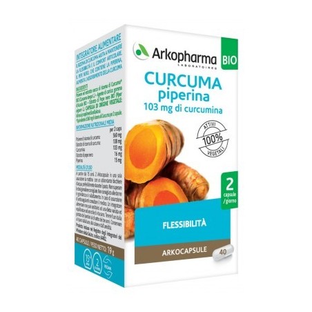 Arkocapsule Bio Curcuma Piperina integratore per funzionalità articolare 130 capsule Arkocapsule Bio Curcuma Piperina integratore per funzionalità articolare 130 capsule