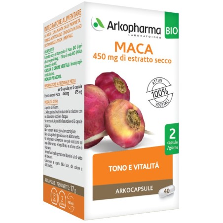 Arkocapsule Maca Bio integratore per stanchezza fisica e mentale 40 capsule Arkocapsule Maca Bio integratore per stanchezza fisica e mentale 40 capsule