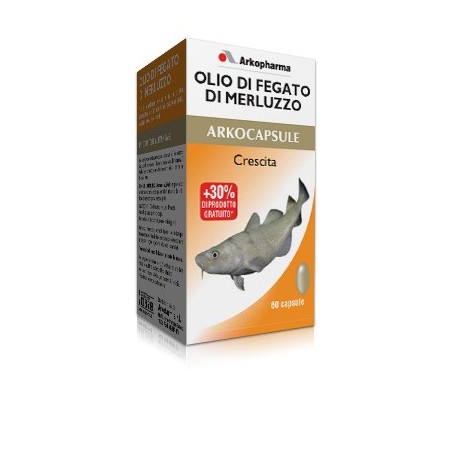 Arkocapsule Olio di fegato di merluzzo integratore per le ossa 60 perle Arkocapsule Olio di fegato di merluzzo integratore per le ossa 60 perle
