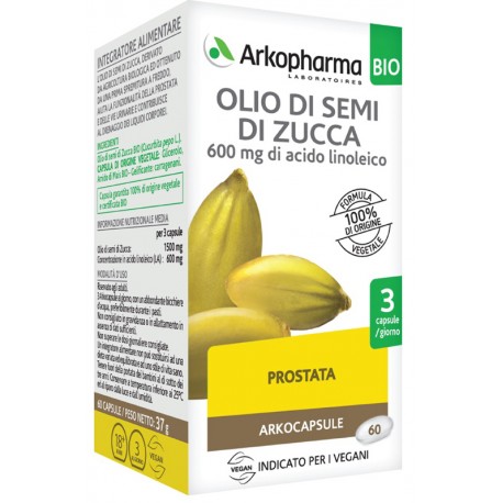 Arkocapsule Olio di semi di zucca BIO integratore per vie urinarie 60 capsule