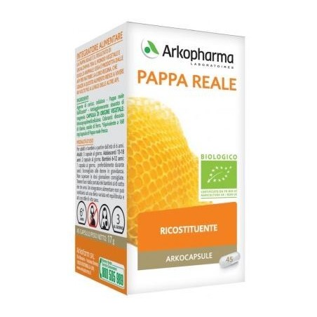 Arkocapsule Pappa Reale integratore ricostituente biologico 45 capsule Arkocapsule Pappa Reale integratore ricostituente biologico 45 capsule