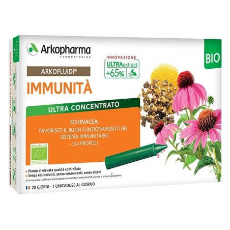 Arkopharma Arkofluidi Immunità Ultra Concentrato BIO integratore per difese 20 flaconi monodose Arkopharma Arkofluidi Immunità Ultra Concentrato BIO integratore per difese 20 flaconi monodose