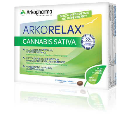 Arkopharma Arkorelax Cannabis Sativa integratore rilassante per stress 30 compresse Arkopharma Arkorelax Cannabis Sativa integratore rilassante per stress 30 compresse