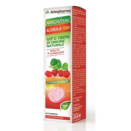 Arkopharma Arkovital Acerola 1000 integratore vitaminico 20 compresse effervescenti Arkopharma Arkovital Acerola 1000 integratore vitaminico 20 compresse effervescenti