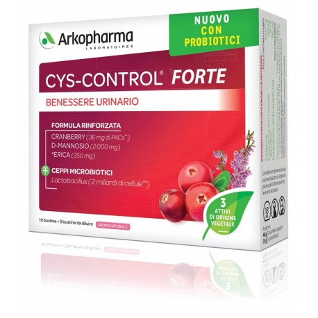 Arkopharma Cys Control Forte integratore probiotico per benessere urinario 15 bustine