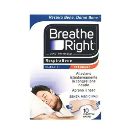Respirabene Breathe Right - Cerotti nasali classici 10 pezzi Respirabene Breathe Right - Cerotti nasali classici 10 pezzi