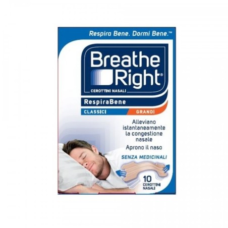 Respirabene Breathe Right - Cerotti nasali classici GRANDI 10 pezzi Respirabene Breathe Right - Cerotti nasali classici GRANDI 10 pezzi