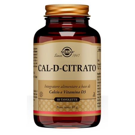 Solgar Cal-D-Citrato integratore a base di calcio e vitamina D per le ossa 60 tavolette Solgar Cal-D-Citrato integratore a base di calcio e vitamina D per le ossa 60 tavolette