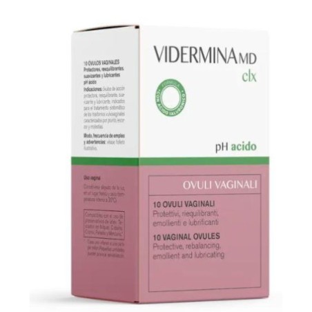 Confezione con 10 ovuli di Vidermina Clx Ovuli Vaginali Confezione con 10 ovuli di Vidermina Clx Ovuli Vaginali