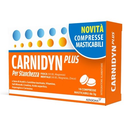 Carnidyn Plus per Stanchezza Fisica e Mentale 18 Compresse Masticabili Carnidyn Plus per Stanchezza Fisica e Mentale 18 Compresse Masticabili