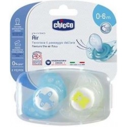 Confezione con 2 succhietti Chicco in silicone con scudo Air Luminoso