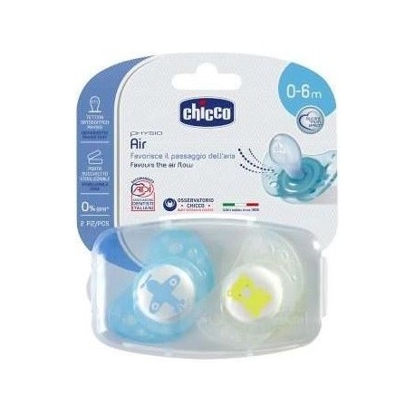 Chicco Succhietto Air Luminoso in Silicone 0-6 Mesi - 2 Pezzi