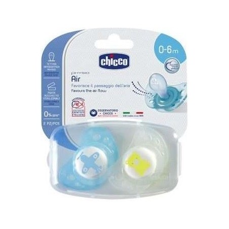 Chicco Succhietto Air Luminoso in Silicone 0-6 Mesi - 2 Pezzi Chicco Succhietto Air Luminoso in Silicone 0-6 Mesi - 2 Pezzi
