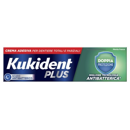 Kukident Plus Doppia Protezione Crema adesiva antibatterica per dentiere 40 g Kukident Plus Doppia Protezione Crema adesiva antibatterica per dentiere 40 g