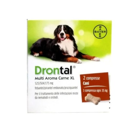 Drontal Plus Flavour XL 35 kg 2 compresse antiparassitarie per cani Drontal Plus Flavour XL 35 kg 2 compresse antiparassitarie per cani